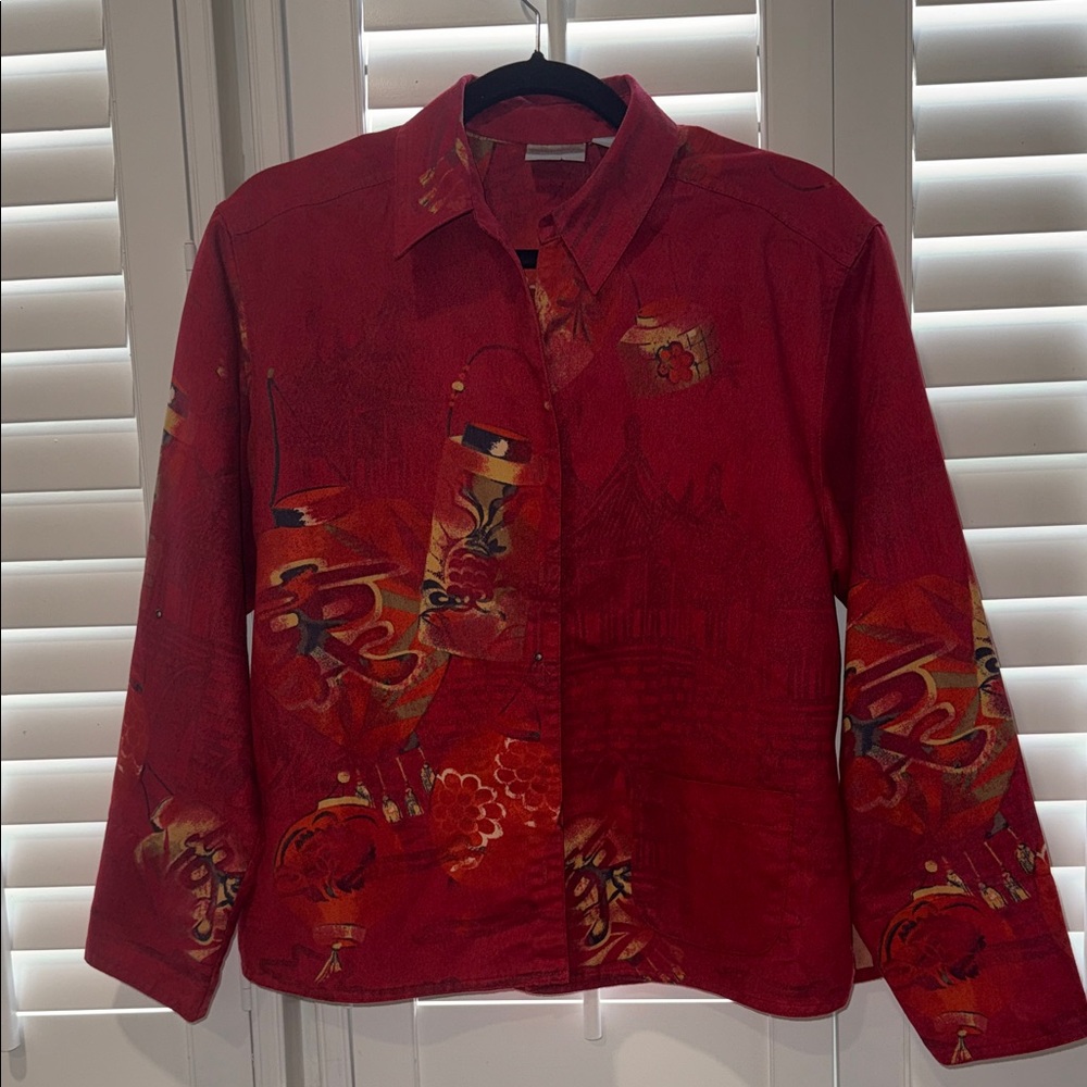 Chico's Vibrant Red and Orange Shirt
